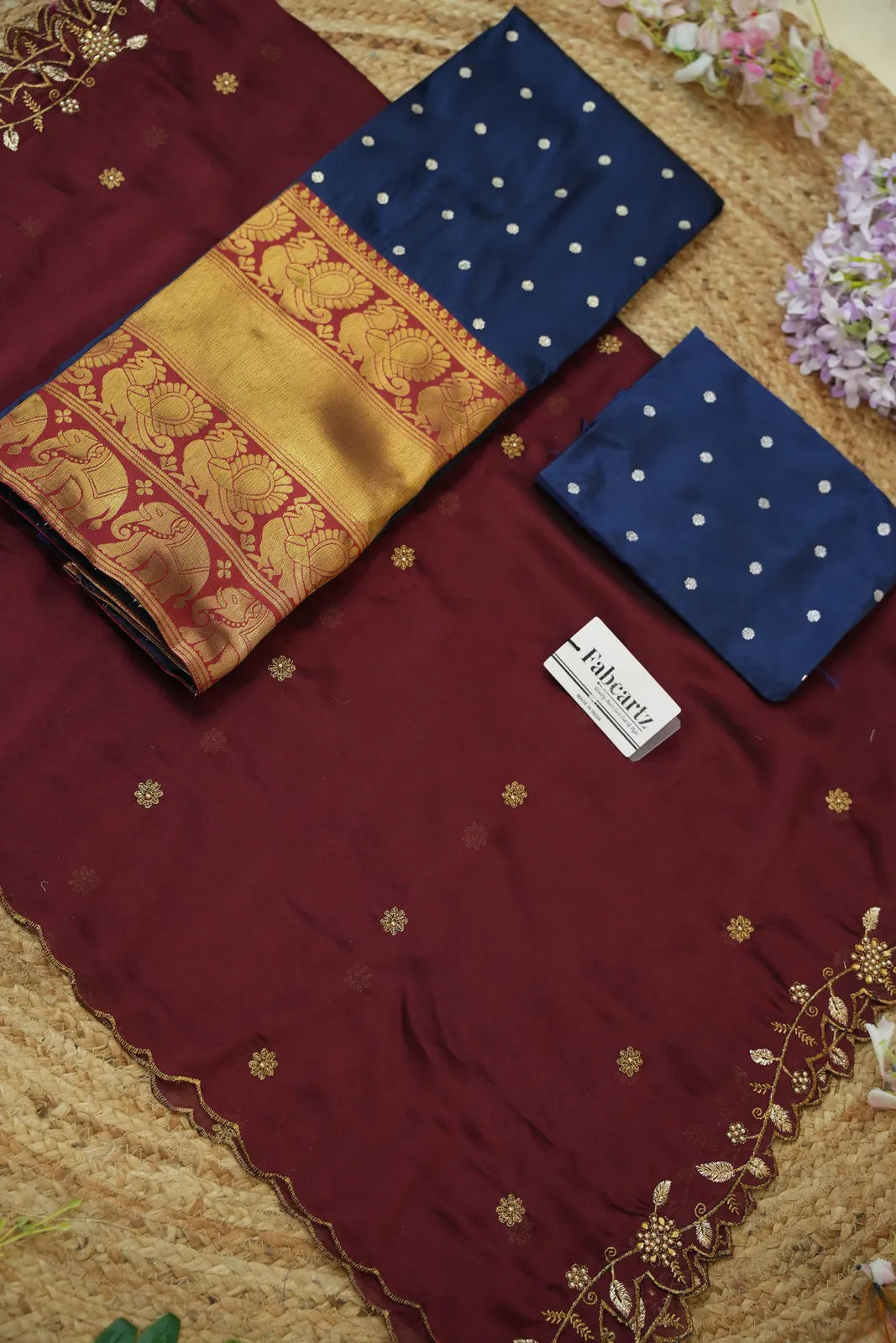 ButtiRango/Aroli South Indian Festival Traditional Half Saree with Blouse & Embroidered Dupatta