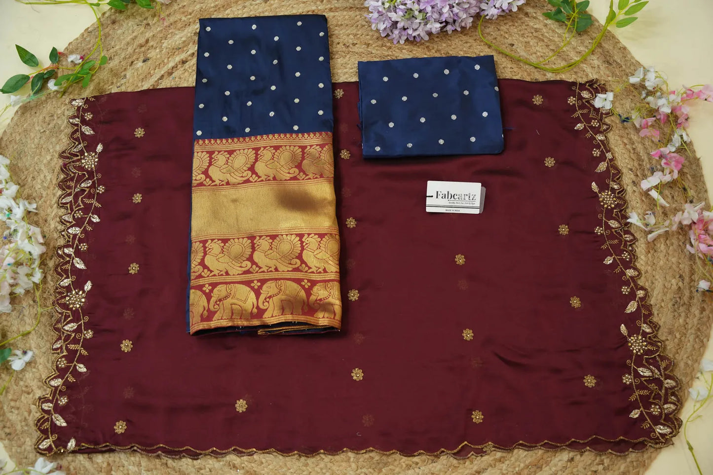 ButtiRango/Aroli South Indian Festival Traditional Half Saree with Blouse & Embroidered Dupatta