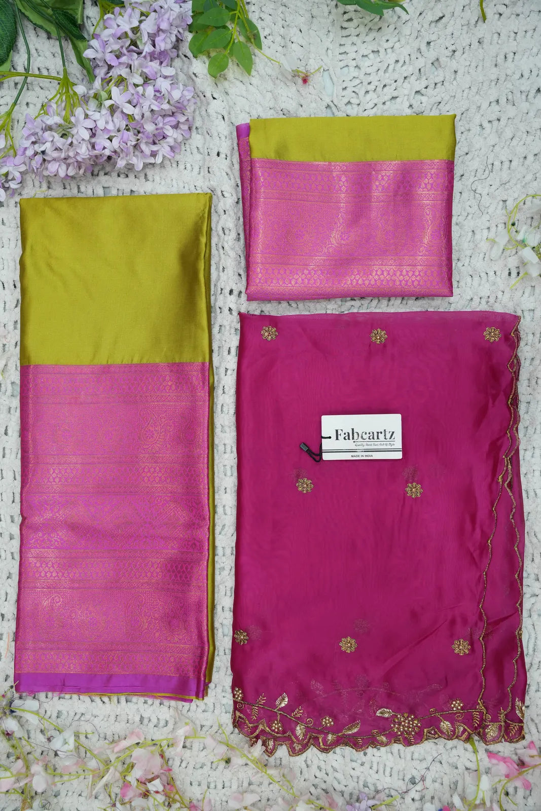 ButtiRango/Aroli South Indian Festival Traditional Half Saree with Blouse & Embroidered Dupatta