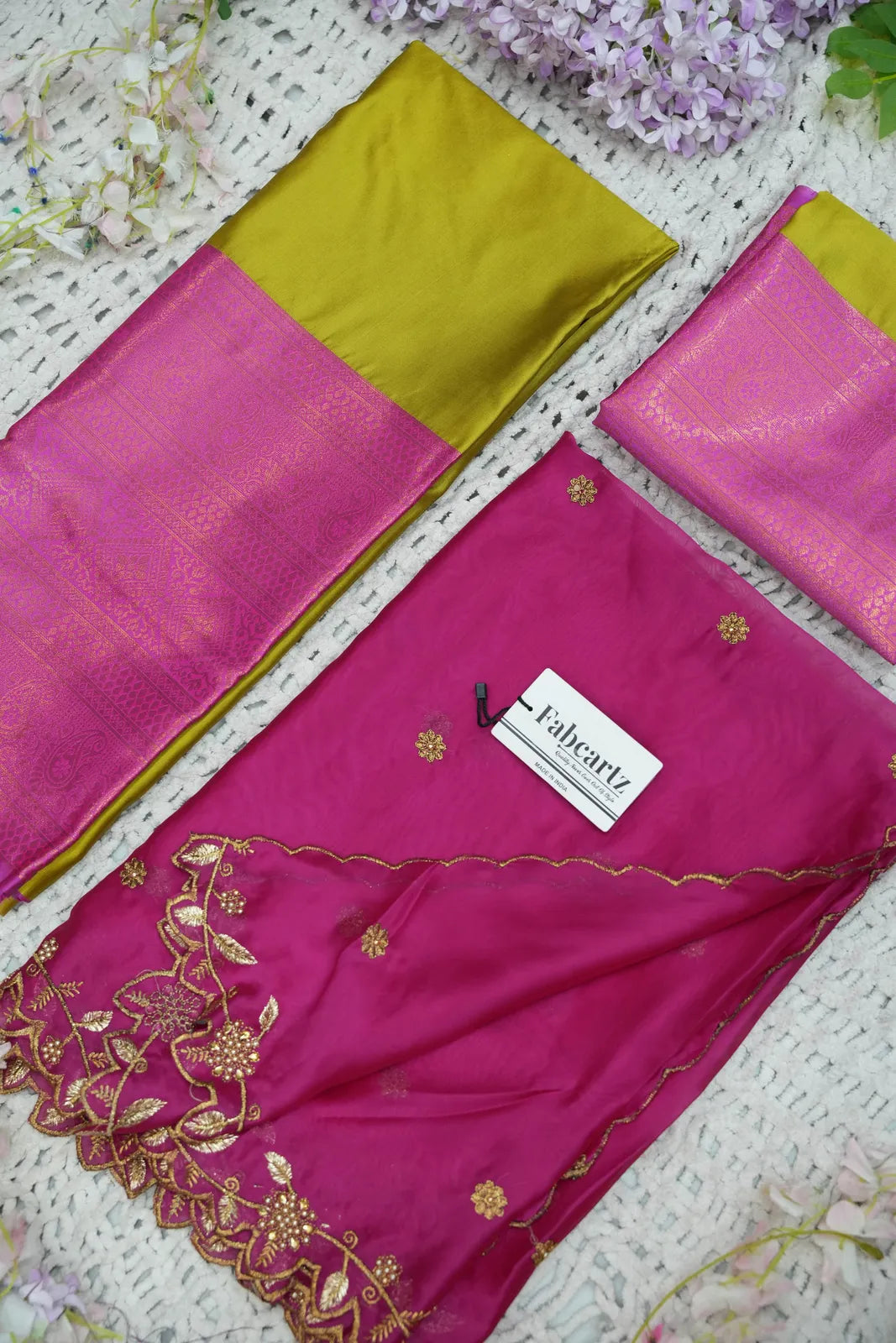 ButtiRango/Aroli South Indian Festival Traditional Half Saree with Blouse & Embroidered Dupatta