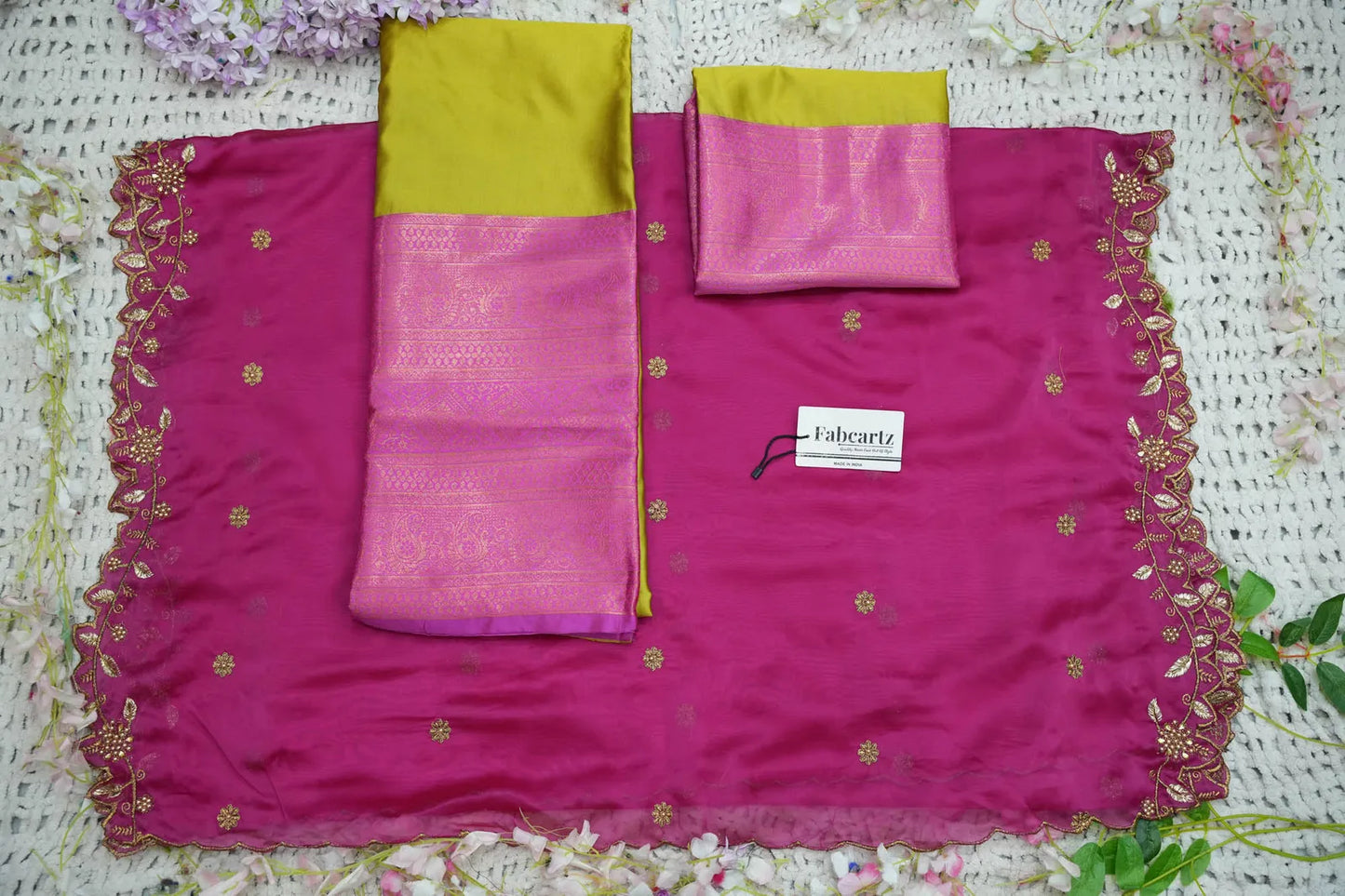ButtiRango/Aroli South Indian Festival Traditional Half Saree with Blouse & Embroidered Dupatta
