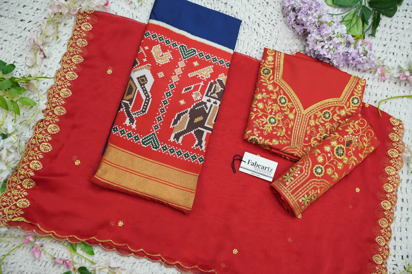 (ButtaBomma) South Indian Festival Traditional Half Saree with Embroidered Blouse & Dupatta