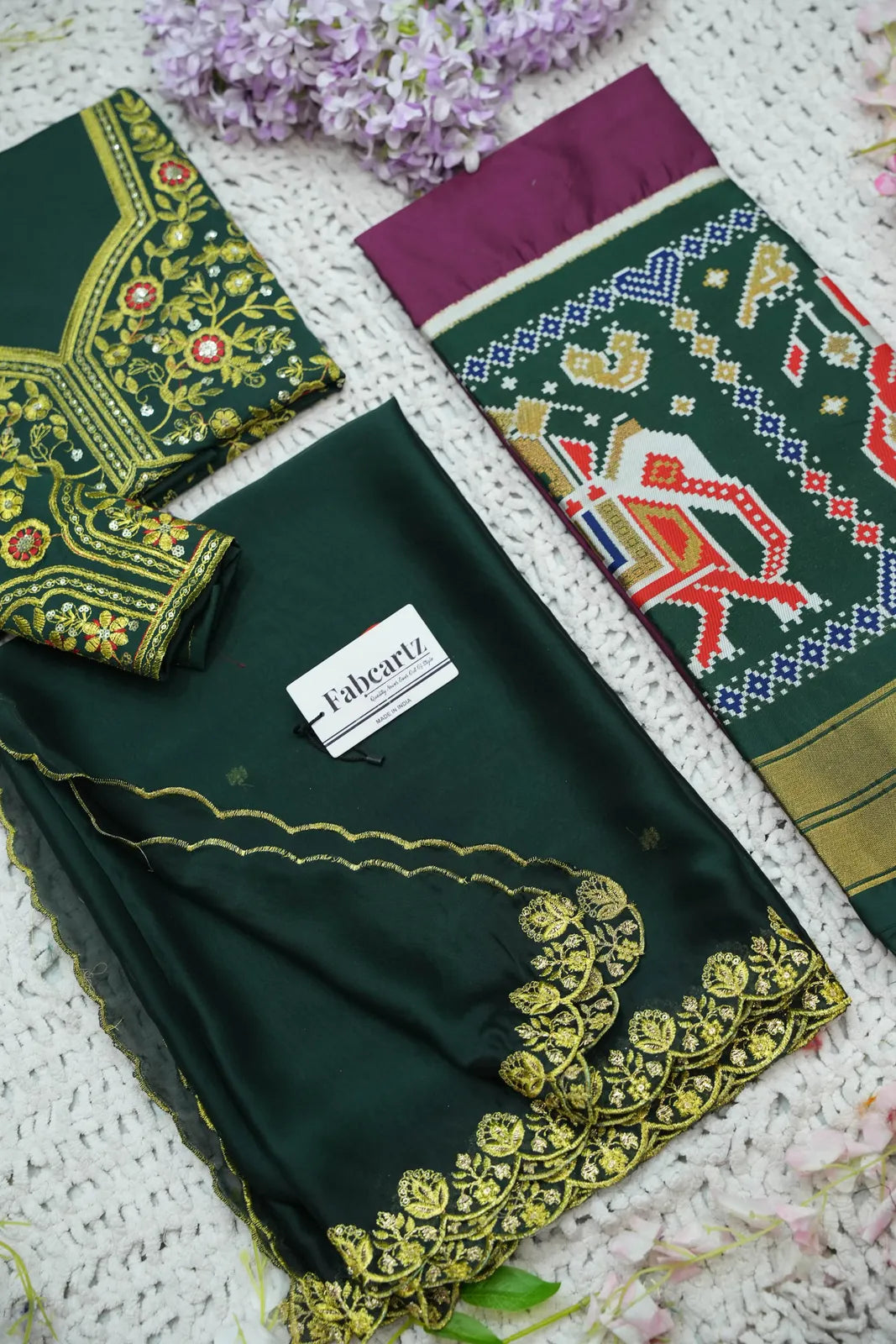 (ButtaBomma) South Indian Festival Traditional Half Saree with Embroidered Blouse & Dupatta