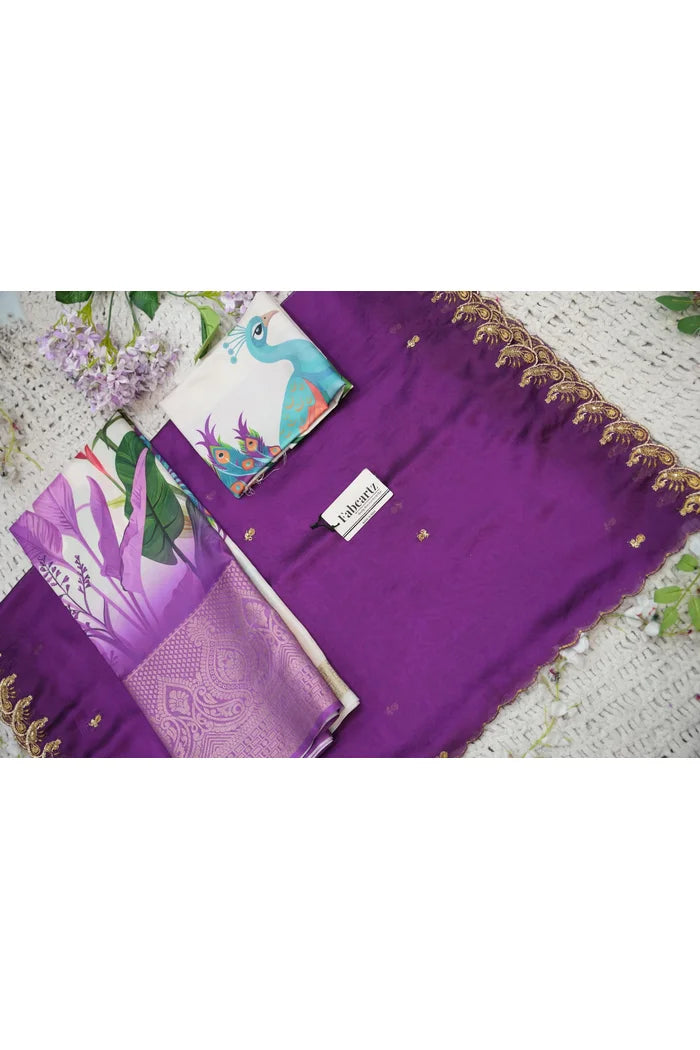Beautiful South Indian Style Printed Half Saree with Printed Blouse and Dupatta for Women | Radhekrishna KV