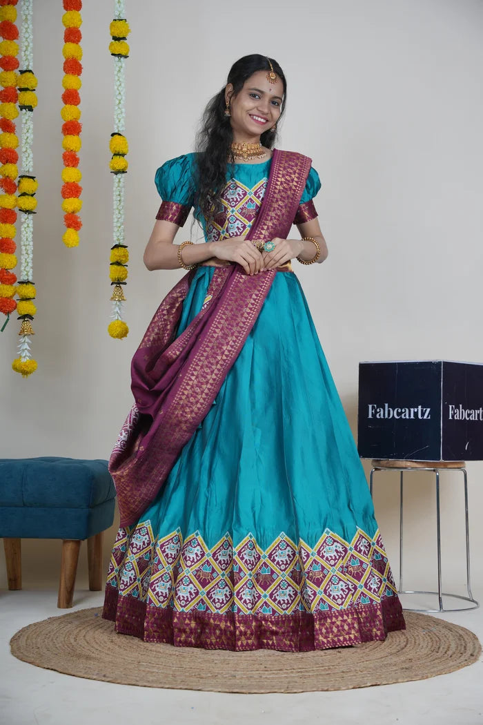 South Indian Festival Traditional Half Saree (GajjaPattu)