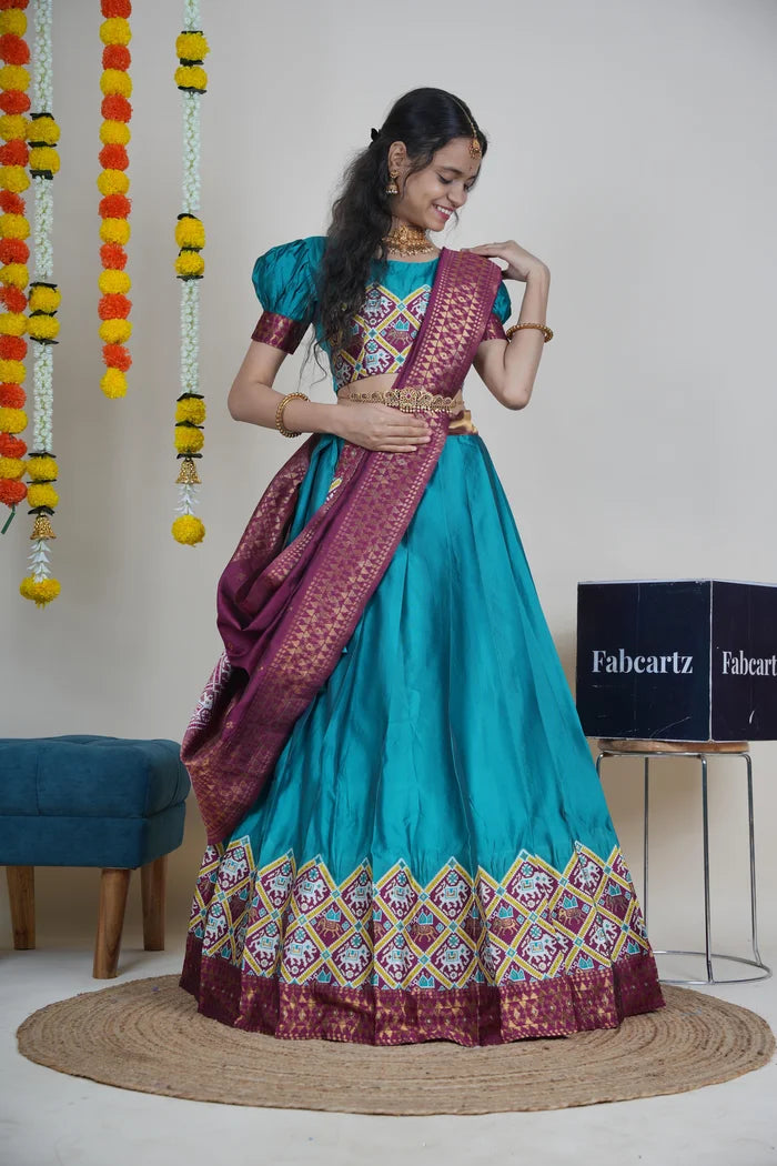 South Indian Festival Traditional Half Saree (GajjaPattu)
