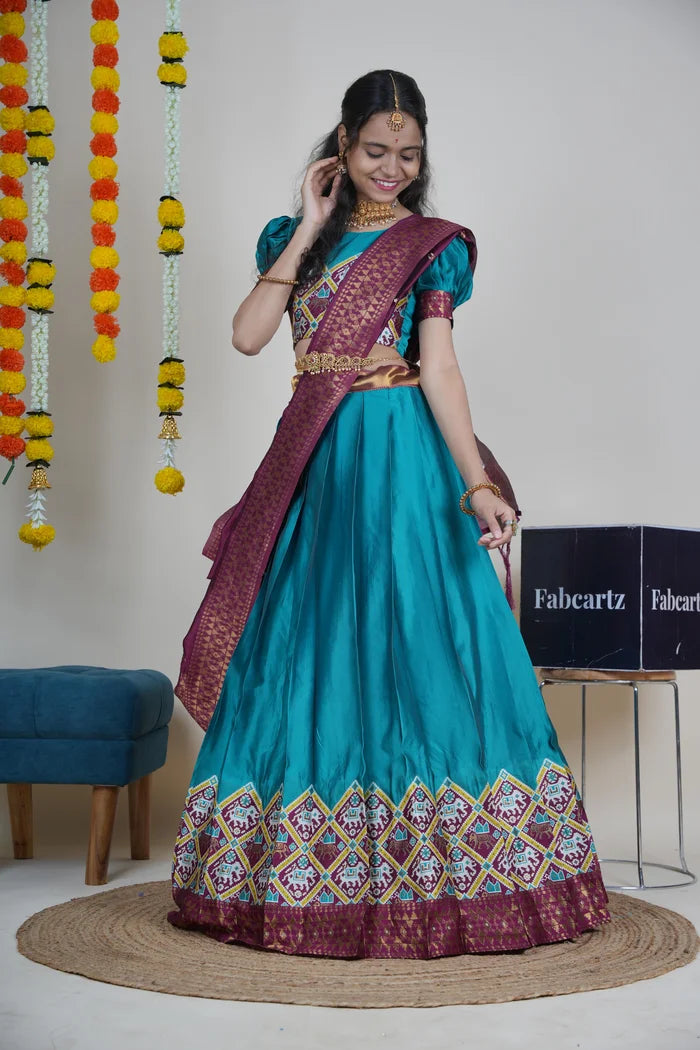 South Indian Festival Traditional Half Saree (GajjaPattu)