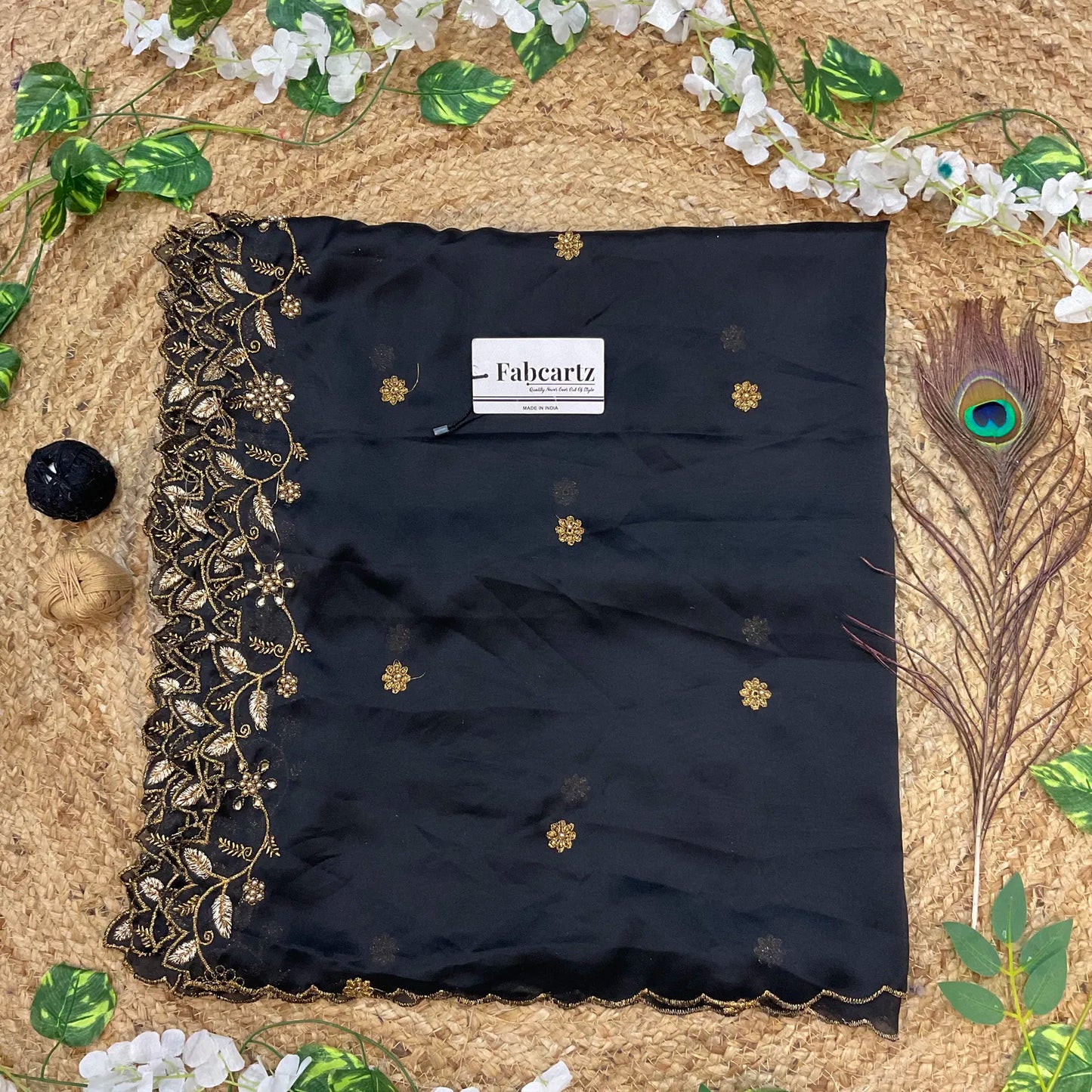 RangoliDup Beautiful Embroidery & Beads work Rangoli Dupatta for women | Only Dupatta