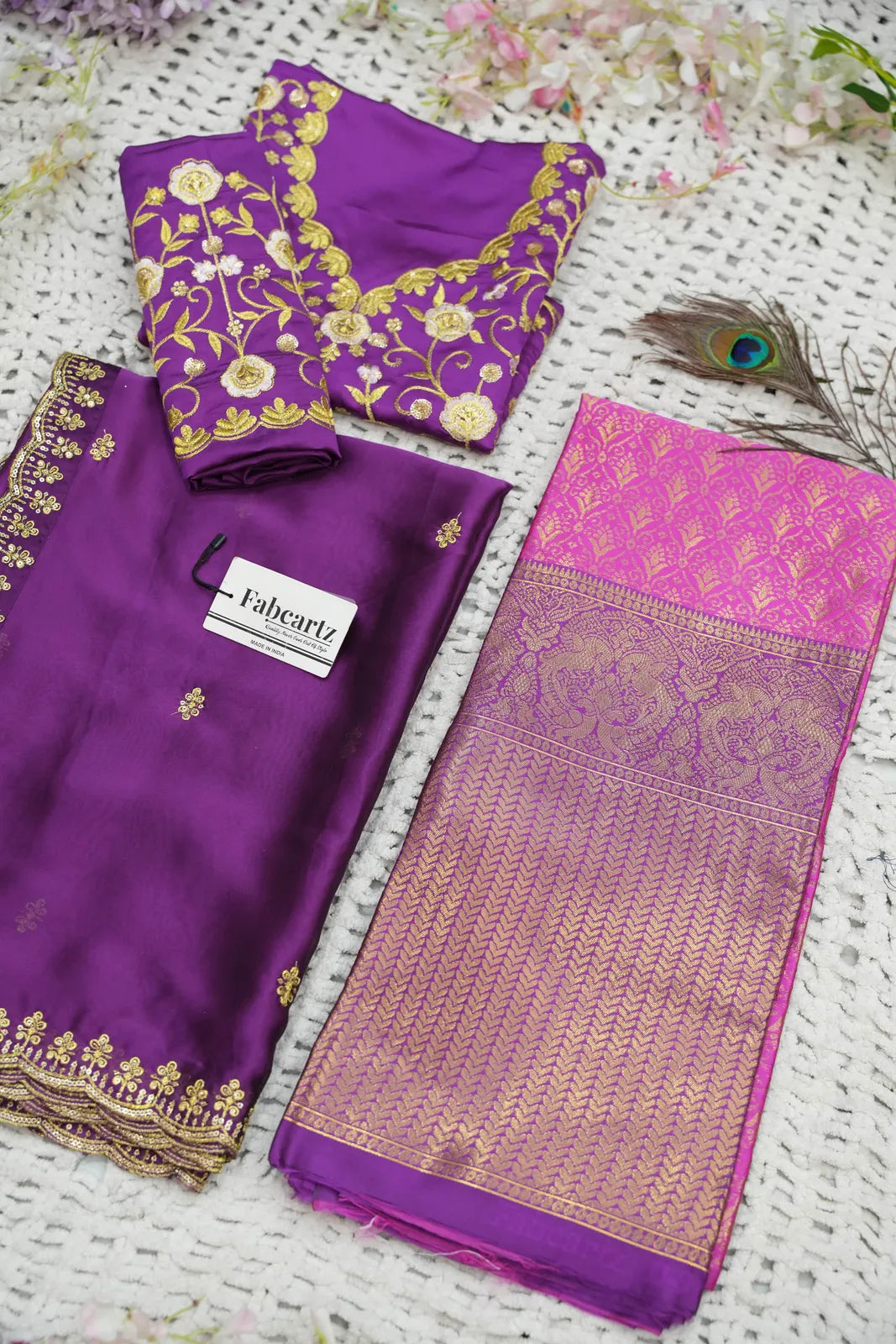 Munjya Women's Woven Design zari work Half Saree with Embroidered Blouse and Dupatta