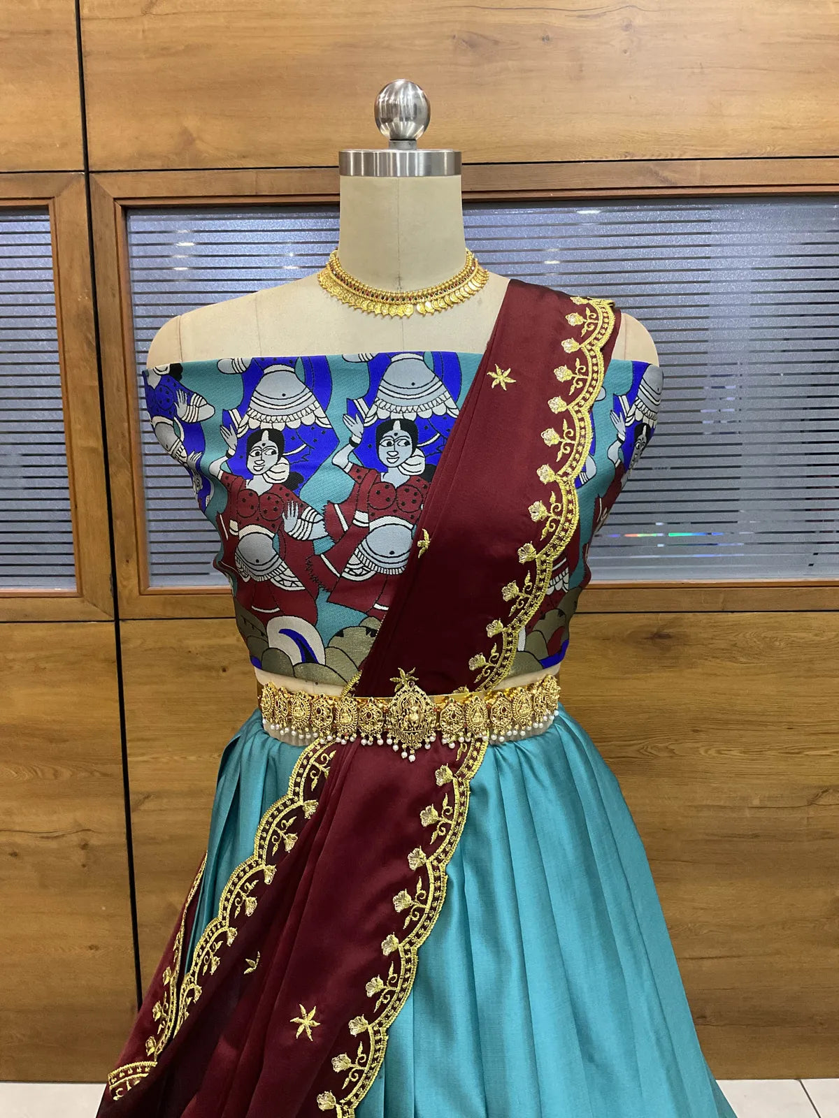 (Putrika) South Indian Festival Traditional Half Saree with Embroidered Blouse & Dupatta