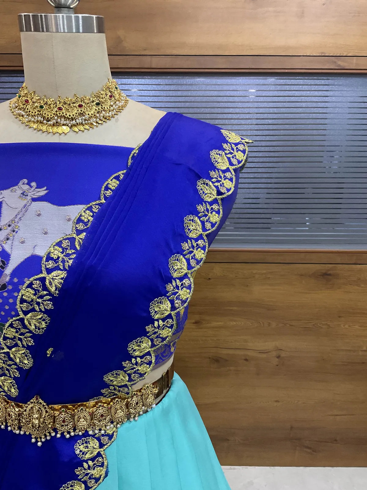(KaamRango) South Indian Festival Traditional Half Saree with Embroidered Blouse & Dupatta