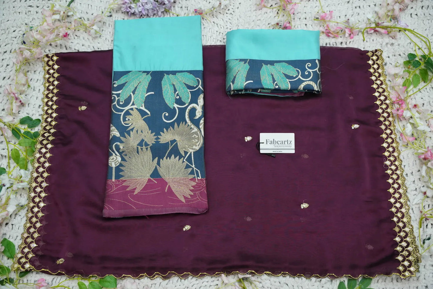 (HansRango) South Indian Festival Traditional Half Saree with Embroidered Blouse & Dupatta