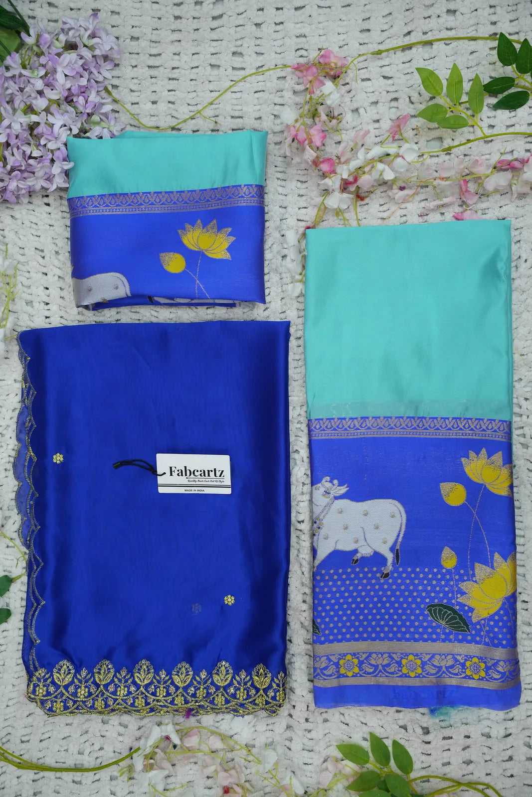 (KaamRango) South Indian Festival Traditional Half Saree with Embroidered Blouse & Dupatta