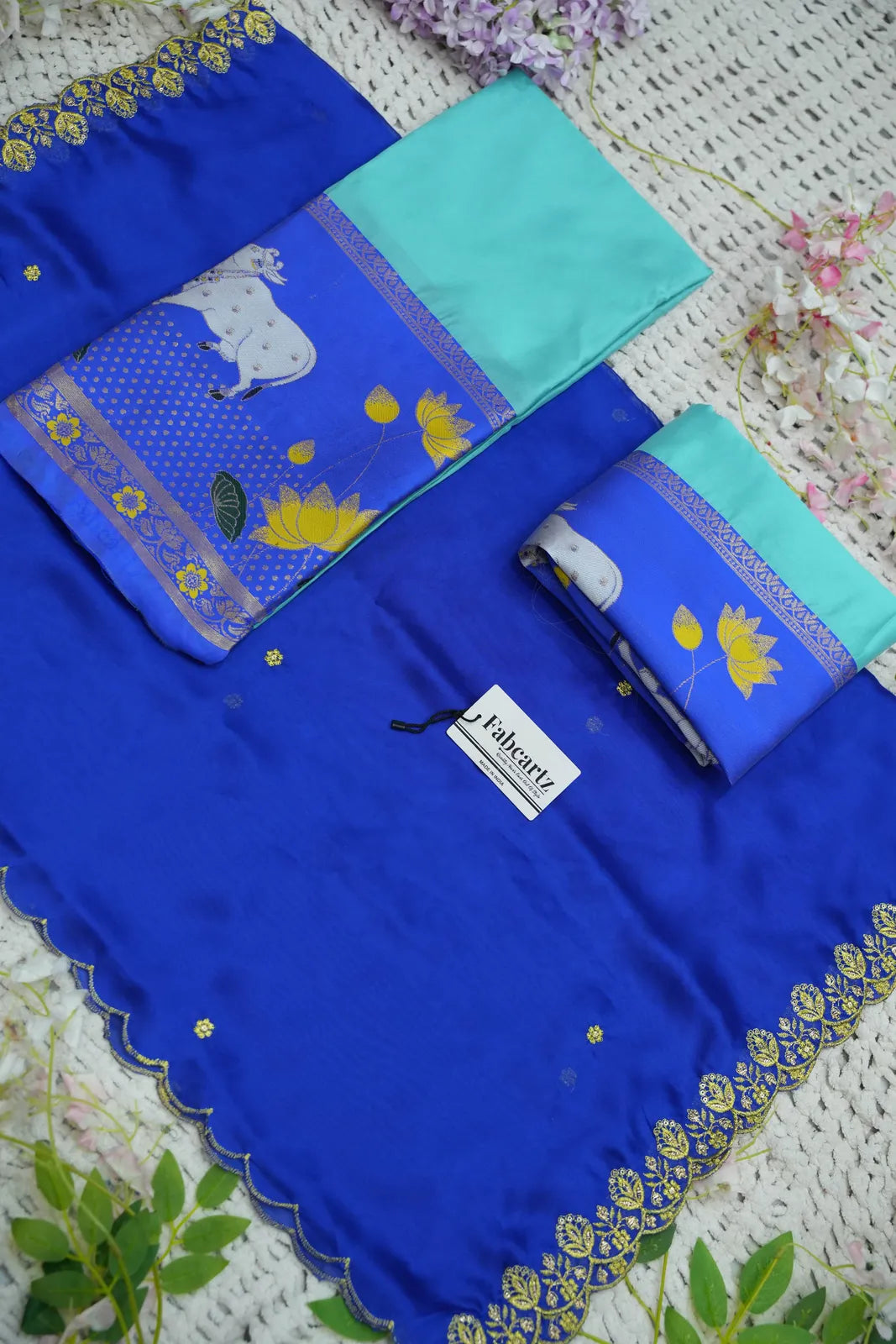 (KaamRango) South Indian Festival Traditional Half Saree with Embroidered Blouse & Dupatta