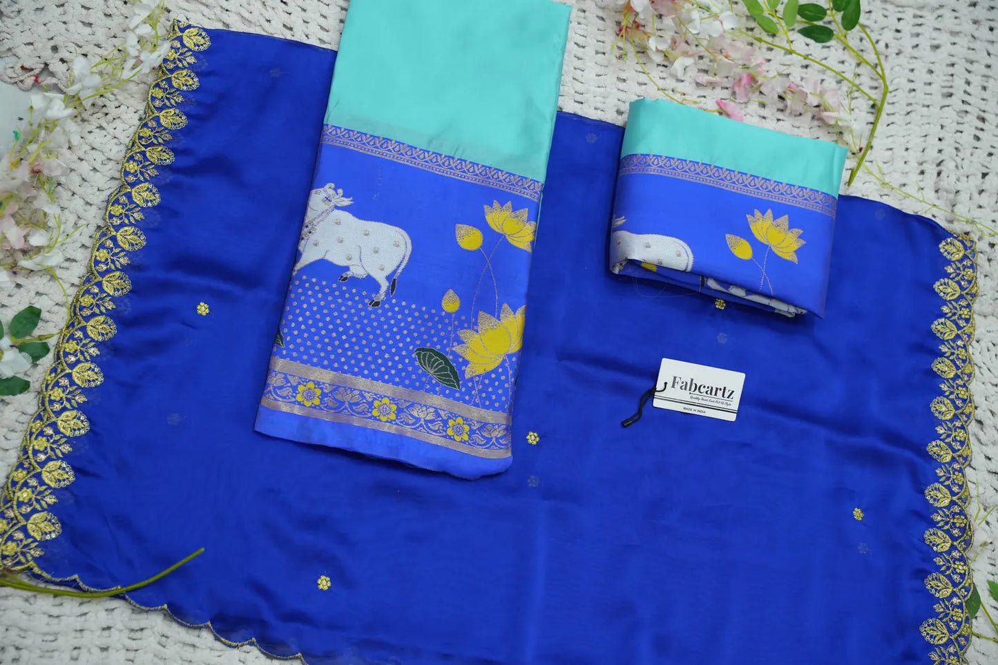(KaamRango) South Indian Festival Traditional Half Saree with Embroidered Blouse & Dupatta