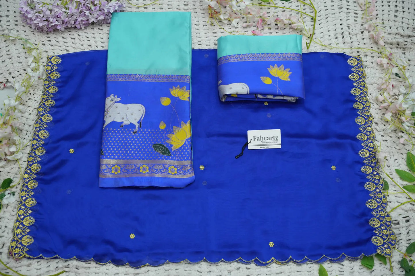 (KaamRango) South Indian Festival Traditional Half Saree with Embroidered Blouse & Dupatta