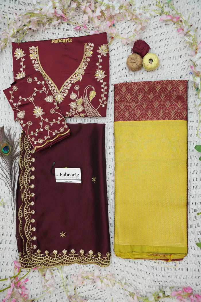 Munjya Women's Woven Design zari work Half Saree with Embroidered Blouse and Dupatta