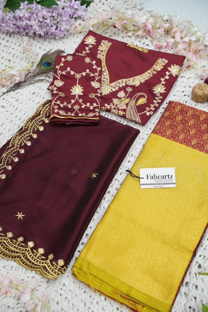 Munjya Women's Woven Design zari work Half Saree with Embroidered Blouse and Dupatta