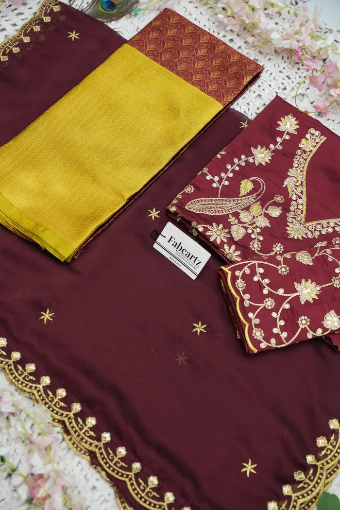 Munjya Women's Woven Design zari work Half Saree with Embroidered Blouse and Dupatta
