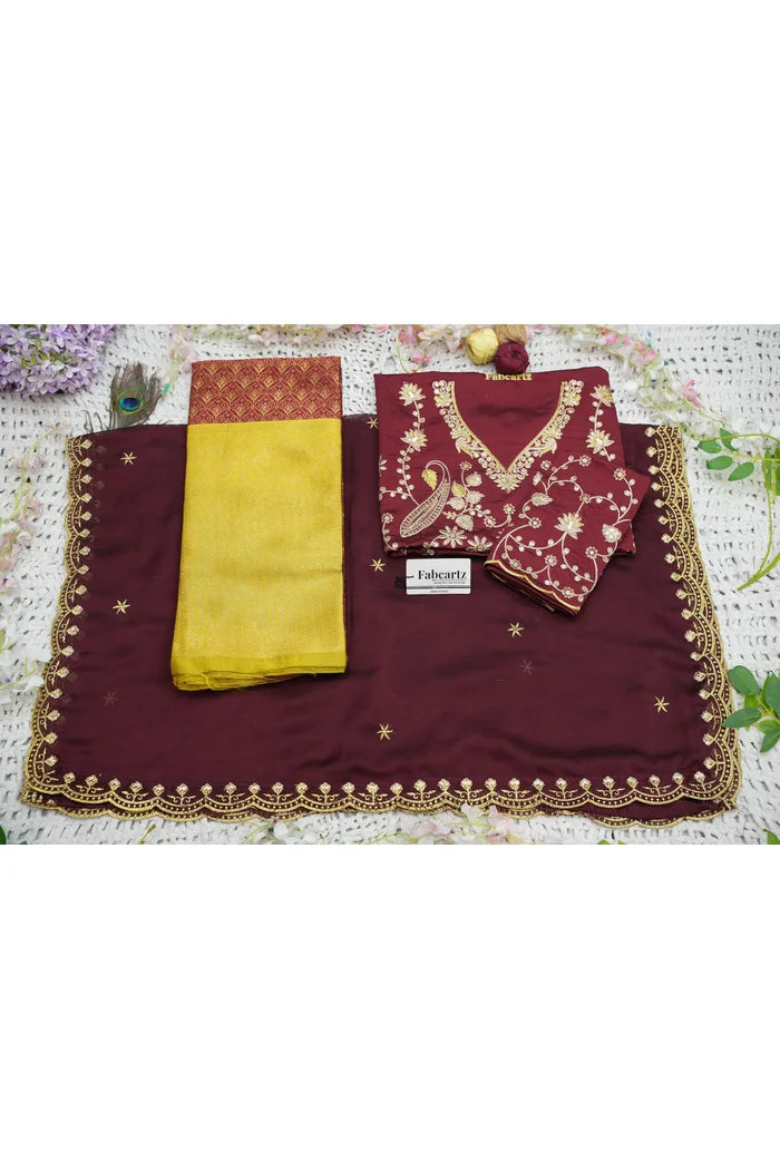 Munjya Women's Woven Design zari work Half Saree with Embroidered Blouse and Dupatta