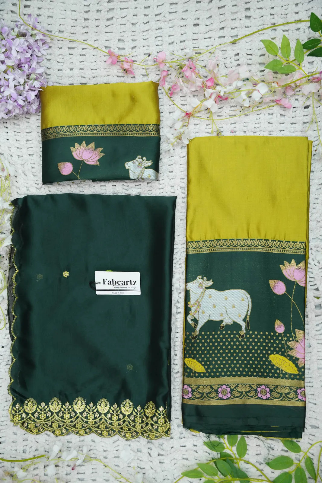 (KaamRango) South Indian Festival Traditional Half Saree with Embroidered Blouse & Dupatta