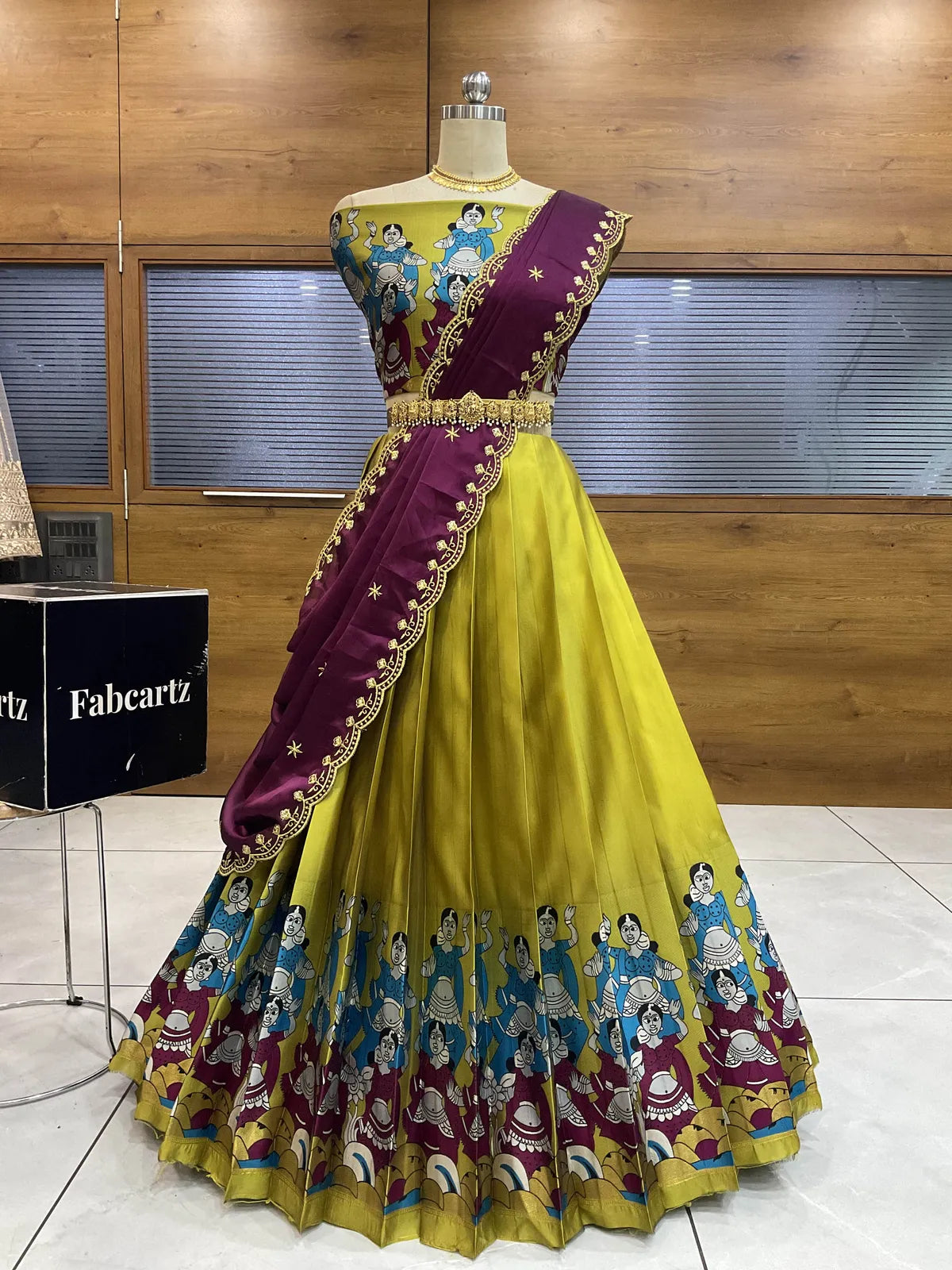 (Putrika) South Indian Festival Traditional Half Saree with Embroidered Blouse & Dupatta