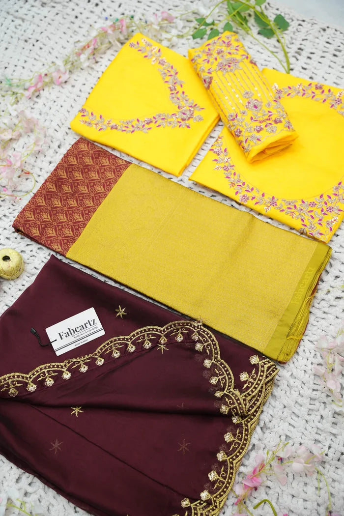Munjya Women's Woven Design zari work Half Saree with Embroidered Blouse and Dupatta