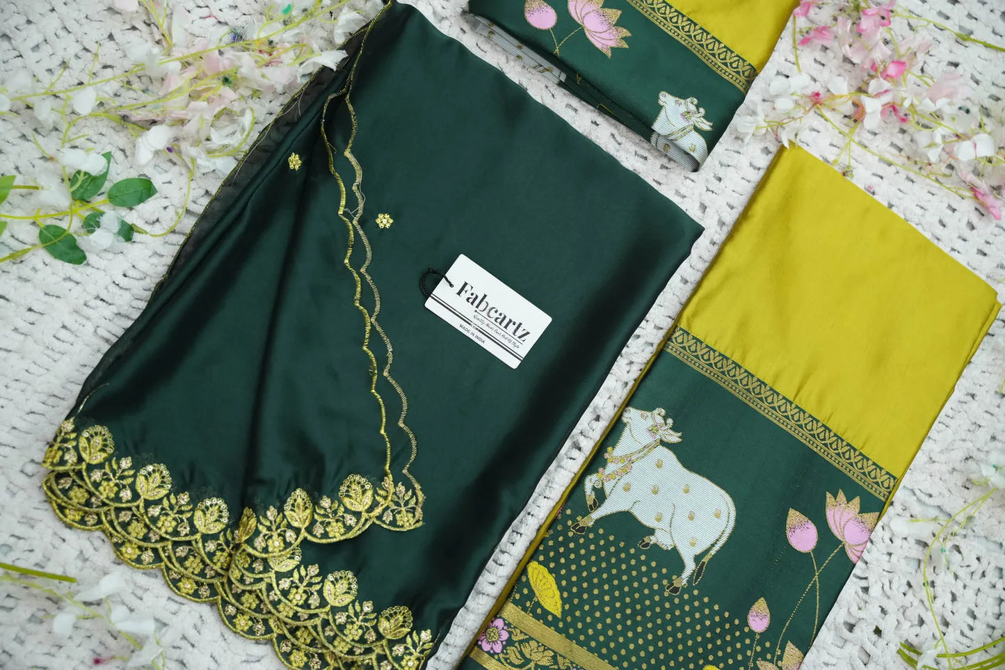 (KaamRango) South Indian Festival Traditional Half Saree with Embroidered Blouse & Dupatta