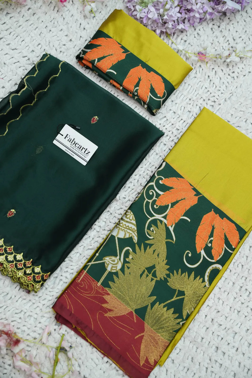 (HansRango) South Indian Festival Traditional Half Saree with Embroidered Blouse & Dupatta