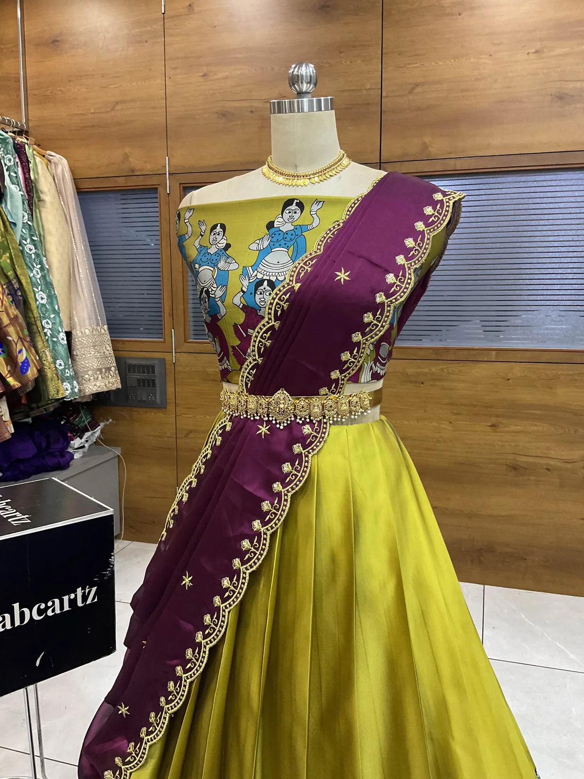 (Putrika) South Indian Festival Traditional Half Saree with Embroidered Blouse & Dupatta