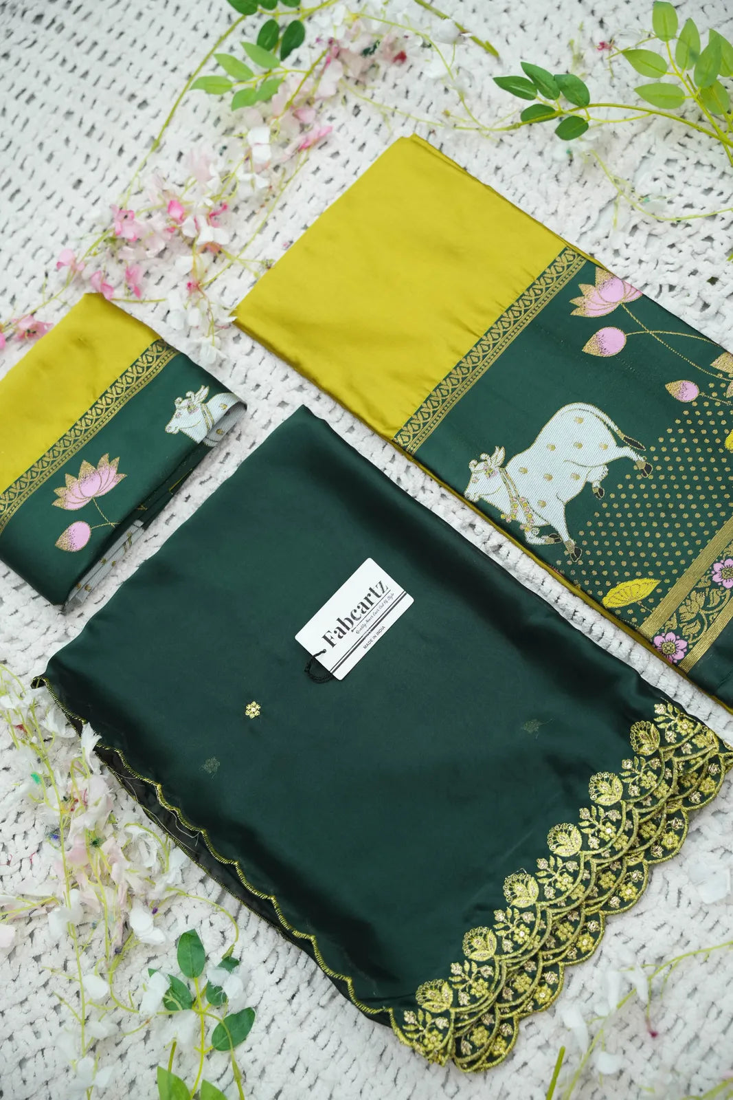(KaamRango) South Indian Festival Traditional Half Saree with Embroidered Blouse & Dupatta