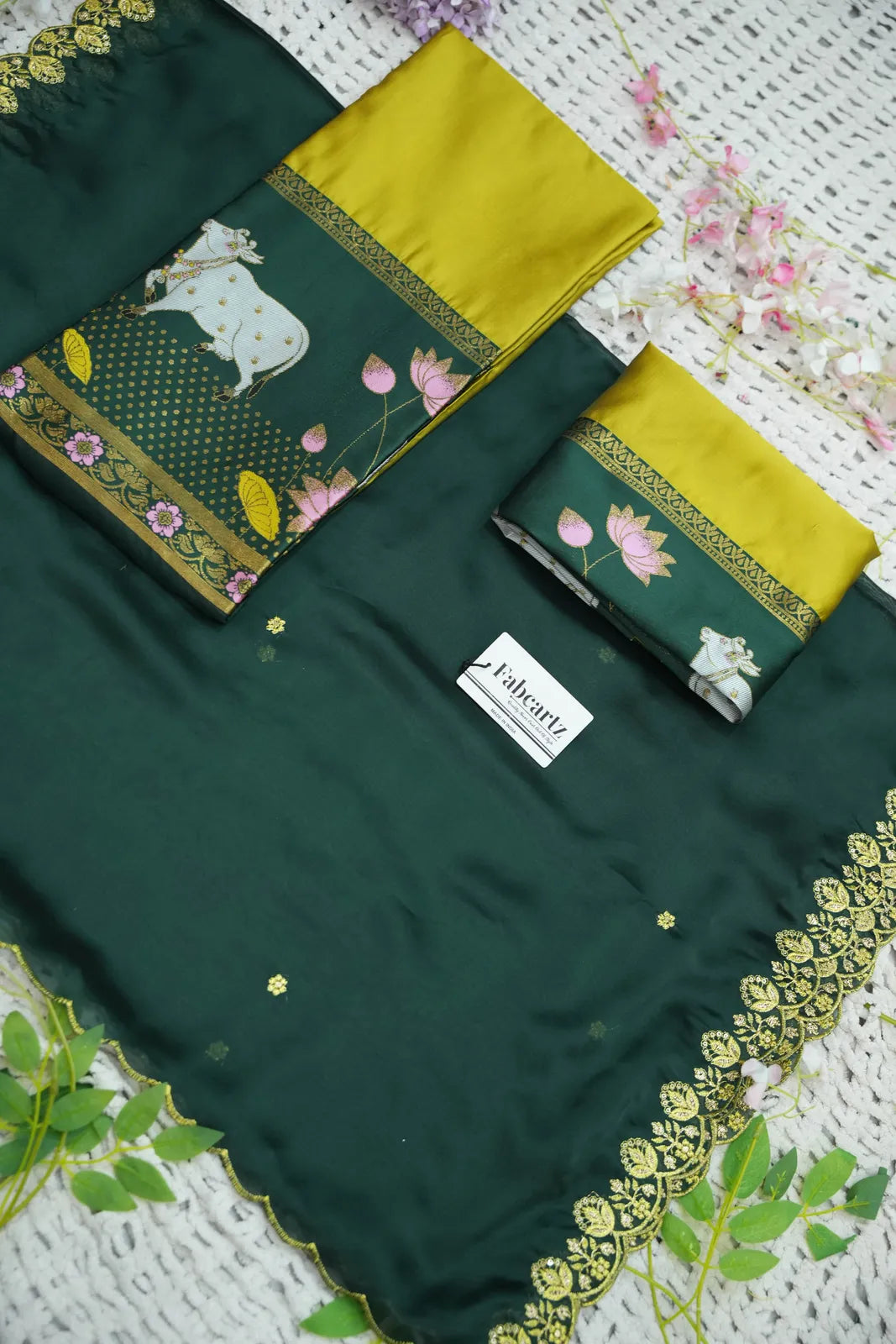(KaamRango) South Indian Festival Traditional Half Saree with Embroidered Blouse & Dupatta
