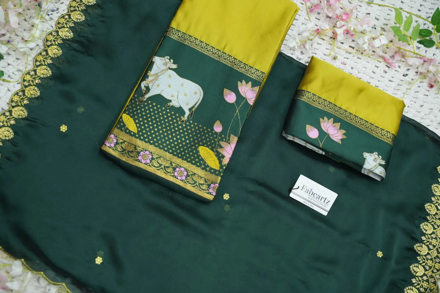(KaamRango) South Indian Festival Traditional Half Saree with Embroidered Blouse & Dupatta