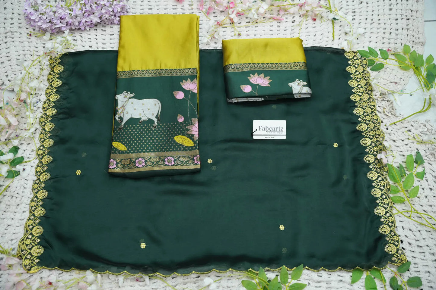 (KaamRango) South Indian Festival Traditional Half Saree with Embroidered Blouse & Dupatta