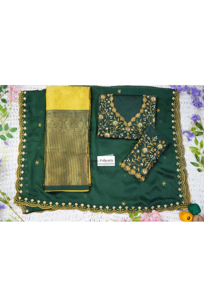 Munjyaa (GT) Women's Woven Design zari work Half Saree with Embroidered Blouse and Dupatta