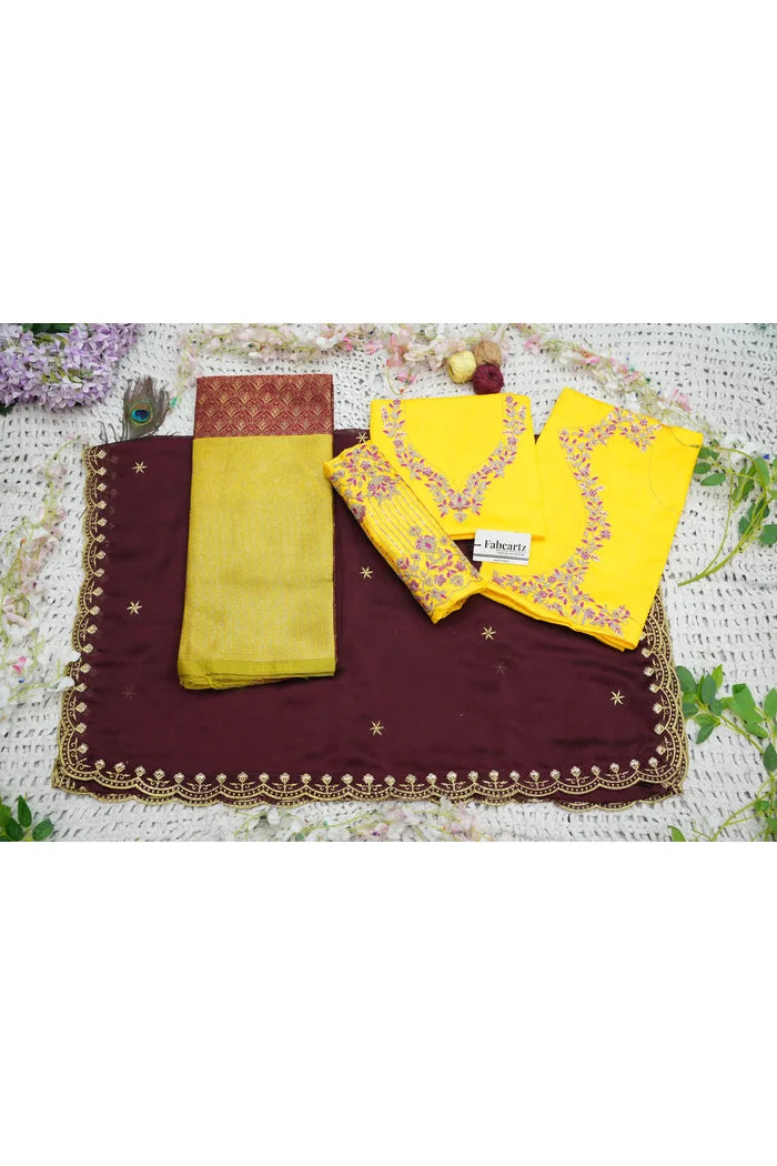 Munjya Women's Woven Design zari work Half Saree with Embroidered Blouse and Dupatta