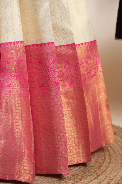 (Juhi) Women's Woven Design Half Saree with Blouse and Dupatta
