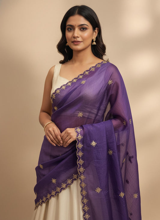 Beautiful Embroidery work & Gold Crush Dupatta for women | Only Dupatta Gold Crush Dup