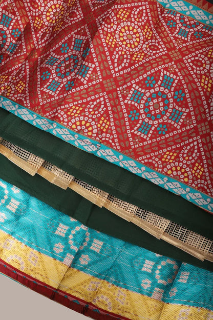 South Indian Festival Traditional Half Saree (Gujarati Bandhini)