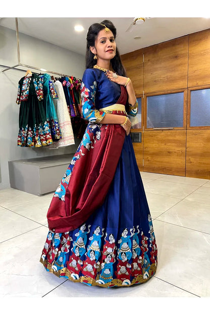 దక్షిణ భారత పండుగ సాంప్రదాయ హాఫ్ చీర(ధంగ్లీ)