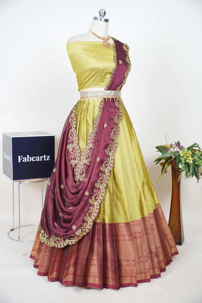South Indian Festival Traditional Half Saree  (Saraswati)
