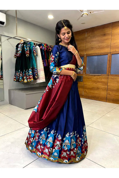 దక్షిణ భారత పండుగ సాంప్రదాయ హాఫ్ చీర(ధంగ్లీ)