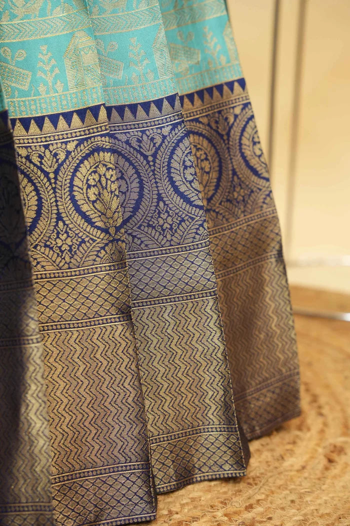HathiGhoda Women's Woven Design zari work Half Saree with Embroidered Blouse and Dupatta