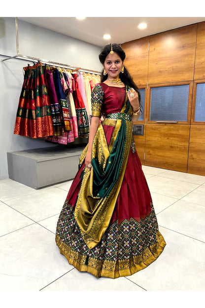 South Indian Festival Traditional Half Saree(Patola)