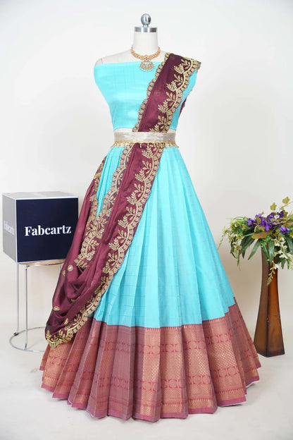 South Indian Festival Traditional Half Saree  (Saraswati)