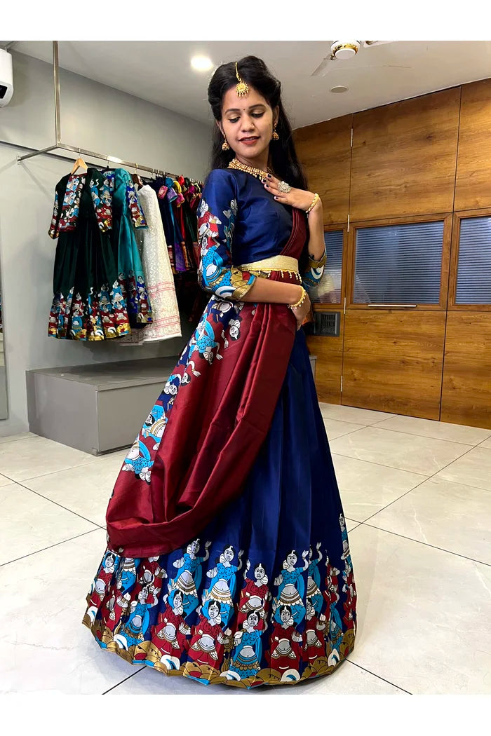 దక్షిణ భారత పండుగ సాంప్రదాయ హాఫ్ చీర(ధంగ్లీ)