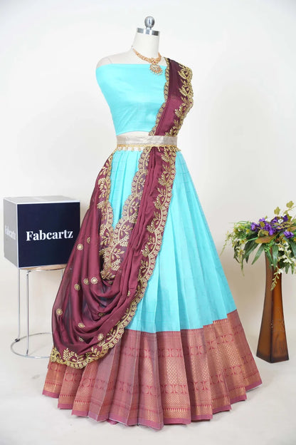 South Indian Festival Traditional Half Saree  (Saraswati)