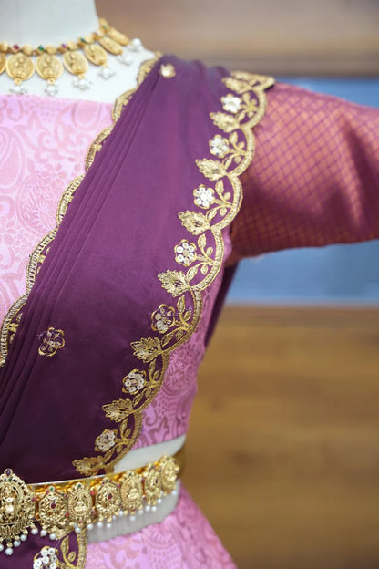 SudhaPattu  Women's Woven Design zari work Half Saree with Embroidered Blouse and Dupatta