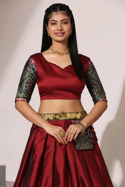 South Indian Festival Traditional Half Saree (Gujarati Bandhini)
