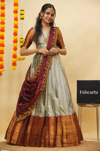 South Indian Festival Traditional Half Saree (Saraswati)